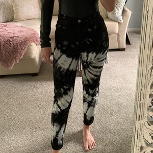 Black and white tie dye jeans